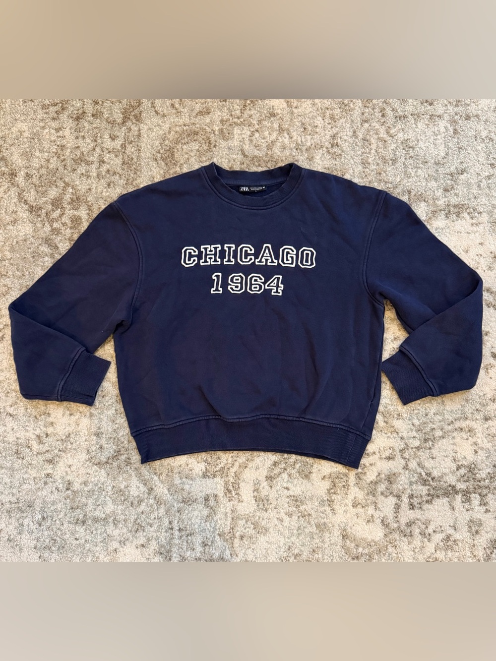 Zara Chicago 1964 Navy Collegiate Crewneck Sweatshirt Size S